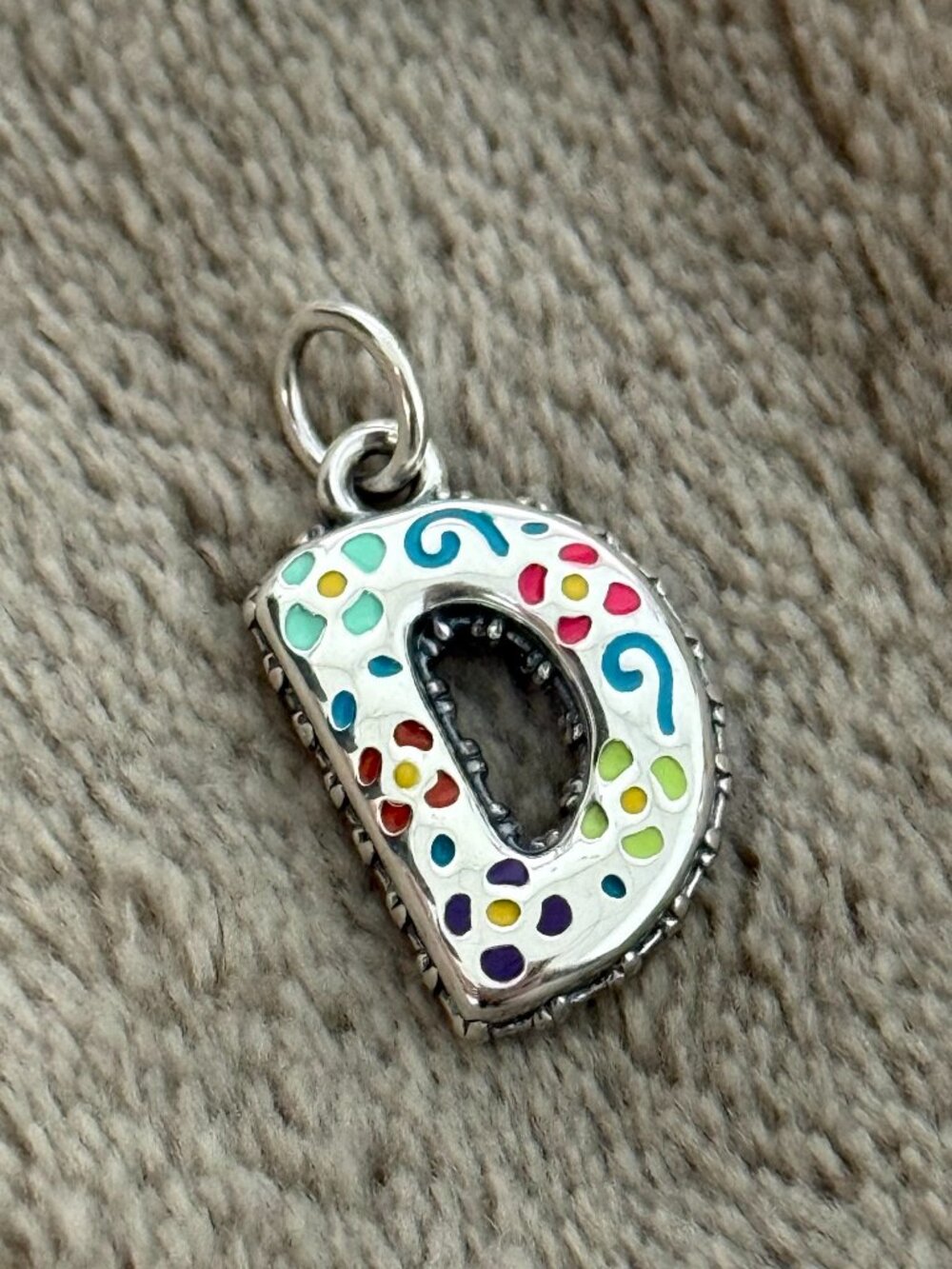 D- Enamel Consuela Floral Initial Charm